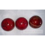 Pakistan cricket legends signed cricket balls, comprising three balls, each with a single
