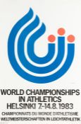 Official poster for the 1983 Helsinki IAAF World Athletics Championships, held from 7th-14th August,