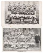 Pair of 1913-14 FA Cup Liverpool FC team b&w postcards, one showing the Liverpool 1913-14 Cup team