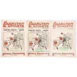 Three Charlton Athletic v Arsenal programme played at The Valley, comprising 1936-37, 1937-38 and