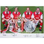 Arsenal 'Back Four' signed colour photographic print from their 1998 double- winning year, featuring