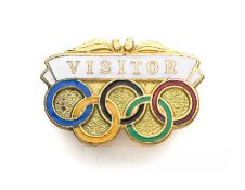 1956 Melbourne Olympic Games Visitor enamelled lapel badge, In the form of the Olympic rings with