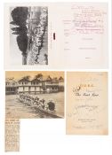 Two autographed rowing menus, a multi-signed University of Oxford Boat Club Boar Race menu, 28th