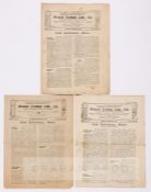 Three Arsenal home programmes from the 1920-21 season, v Aston Villa, Derby County and Chelsea, fair