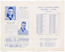 Match programme for the 1942 International between England and Wales at the Molineux Ground,