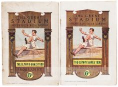 Two London 1908 Olympic Games official programmes from the collection of the British double medal