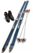 Pair of Ramy Snowsport Super skis and poles from Pinewood Studios, used in the production of the