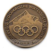 1936 Garmisch-Partenkirchen Winter Olympic Games bronze participation medal, designed by