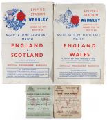England match programmes and ticket stubs from 1942 and 1943, comprising match ticket stub v