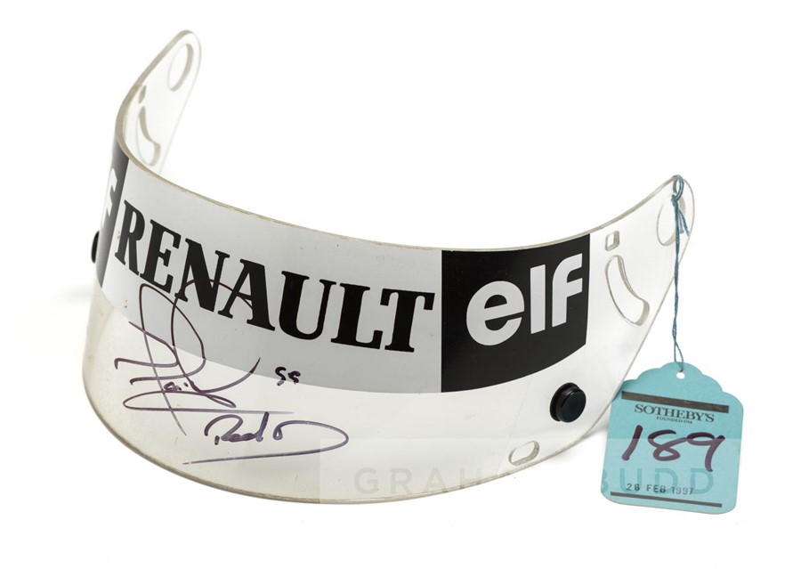 Nigel Mansell signed helmet visor from his victory in the British GP during his 1992 F1 Drivers'