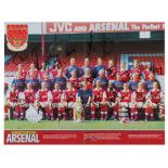 Arsenal FC poster fully signed by their 1997-98 Double-winning squad, signed in black marker pen,