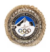 Garmisch-Partenkirchen 1936 Winter Olympic Games organising committee badge, silvered metal and
