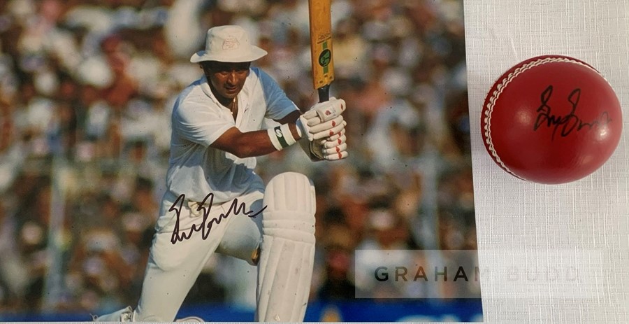 India cricket legend Sunil Gavaskar signed cricket ball and photograph, the photo an 8 by 12in. - Image 2 of 3