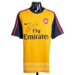 Signed Andrei Arshavin yellow Arsenal replica jersey v Liverpool, played at Anfield on 21st April