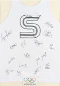 Multi signed 2012 Superstars Olympic Special Edition white competitor's singlet white singlet with