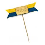 Paris 1924 Olympic Games Sweden v Netherlands football lapel badge, gilt metal pin badge from the