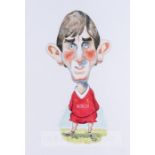 The Kop Magazine original artwork by Peter King, featuring caricatures of Liverpool players