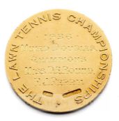 1936 Wimbledon Mixed Doubles winner’s gold medal awarded to Dorothy Round, circular form, obverse