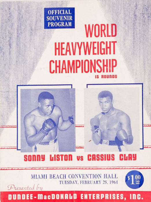 Official programme for Cassius Clay v Sonny Liston I fight held  at Miami Beach Convention Hall 25th