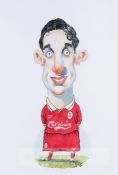 The Kop Magazine original artwork by Peter King featuring caricatures of past and present