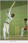 Gary Sobers signed limited edition photographic plate, the large 49 by 34cm. colour photograph