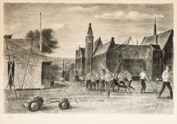 Edward Ardizzone CBE RA (British, 1900-1979) THE CRICKET NETS AT ST PAUL'S SCHOOL, c1960, School,