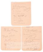 Three double sided album pages signed by World leading athletes from the 1920s and 1930s, signatures