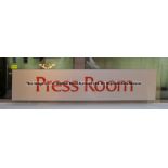 PRESS ROOM acrylic signage from the Press Room External Wall at Liverpool Football Club's Melwood