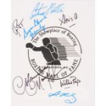 Boxing Legends signed The Showpiece of Boxing, Boxing Hall of Fame showcard, Signed in black and