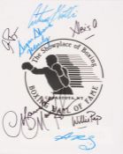Boxing Legends signed The Showpiece of Boxing, Boxing Hall of Fame showcard, Signed in black and