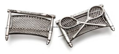 Two Victorian silver tennis brooches, with registration diamond mark of 1880 one brooch with cross