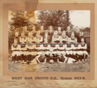 Team photograph of West Ham United with the Western League Cup, season 1907-08, the team and three