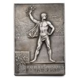 1900 Paris Olympic Games winners medal plaque, designed by F. Vernon, of square form, obverse with a