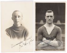 Two signed 1920s Charlton Athletic player profile photographic postcards, comprising Joe Hughes,