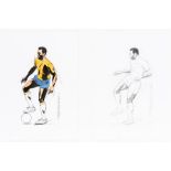 Paul Trevillion (British, b.1934), two artist's sketches of Pele for the finished work PELE DRIBBLE,