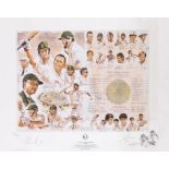 Nelson Mandela & the 1998 South Africa cricket team fully signed limited-edition print by Richie