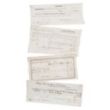 Four Royal & Ancient Golf Club of St Andrews receipts dating from 1839 to 1842 four handwritten