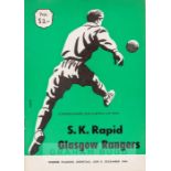 SK Rapid Vienna v Glasgow Rangers programme 8th December 1964, European Cup tie, light staining on