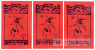 A complete set of twenty three Arsenal home programmes from the 1935-36 season,  v Sunderland,