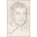 James J Braddock “The Cinderella Man” signed portrait by John Raitt, the pencil sketch of Braddock