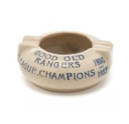 1936-37 Glasgow Rangers League Division One Champions glazed ashtray, of typical squat form, incised