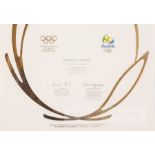 2016 Rio de Janeiro Olympic Games gold medal winners’ diploma awarded to Viktoria Kalinina in the