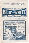 Manchester City 'Blue & White' official programme v Stoke, at Hyde Road, 3rd November 1917, Vol.