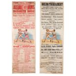 Two 1911 and 1919 posters advertising boxing event and tournament, each of narrow rectangular