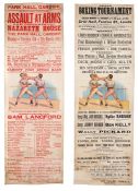 Two 1911 and 1919 posters advertising boxing event and tournament, each of narrow rectangular