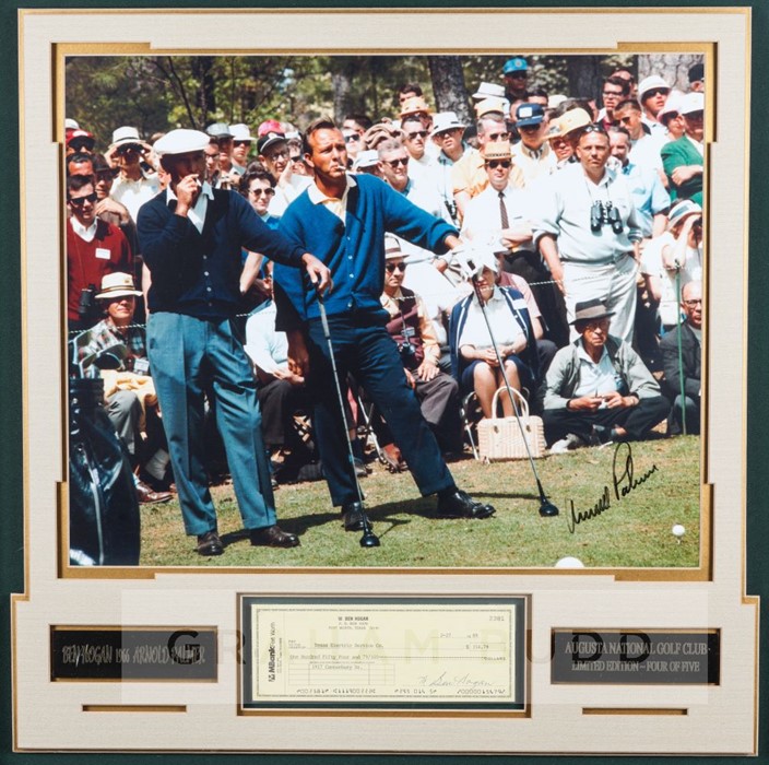 Autographed Arnold Palmer and Ben Hogan 'smoking at Augusta in 1966' limited edition framed