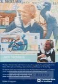 Official Royal Bank of Scotland decorative display with Jack Nicklaus signed £5 note from the 2005