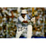 India cricket legend Sunil Gavaskar signed cricket ball and photograph, the photo an 8 by 12in.