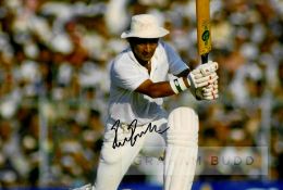 India cricket legend Sunil Gavaskar signed cricket ball and photograph, the photo an 8 by 12in.