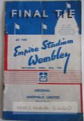 FA Cup Final Arsenal v Sheffield United on 25th April 1936, staple rust, light vertical fold, no